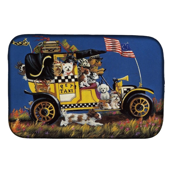 Carolines Treasures Carolines Treasures PPP3264DDM 14 x 21 in. Pet Taxi Multiple Dog Breeds Dish Drying Mat PPP3264DDM - main